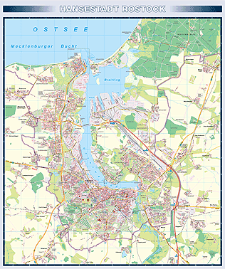 Karte Hansestadt Rostock hinten