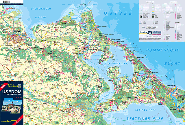 Karte - Usedom mit Boddenkste Vorderansicht