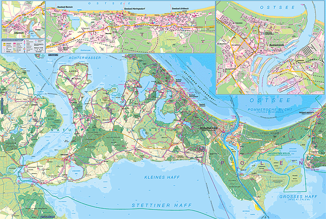 Karte Rckseite - Sdlicher Teil der Insel mit Ortsplnen